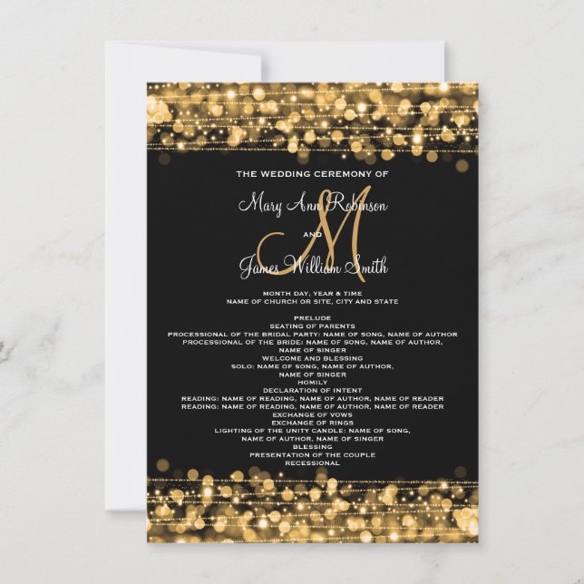 Programme de mariage Party Sparkles Or (Devant)