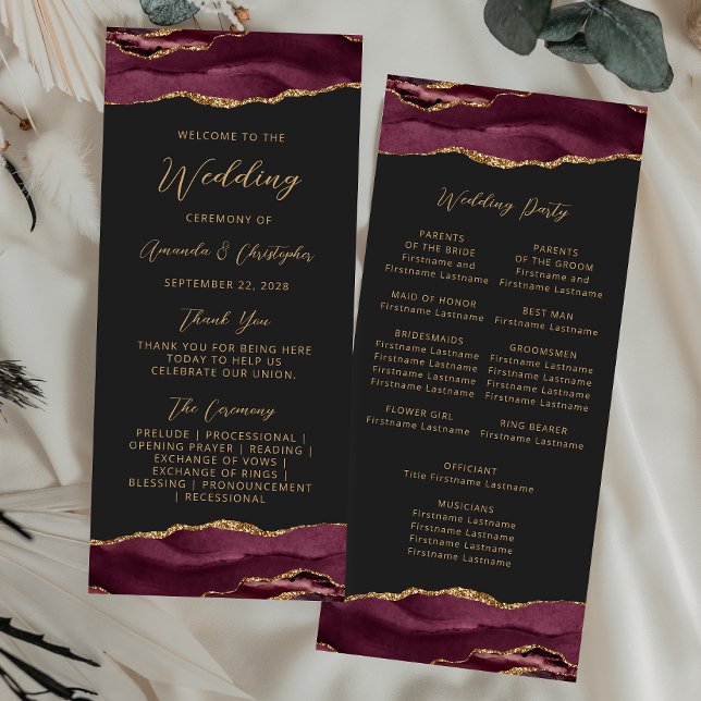 Programme de mariage pas cher Agate Bourgogne Or F (Créateur téléchargé)