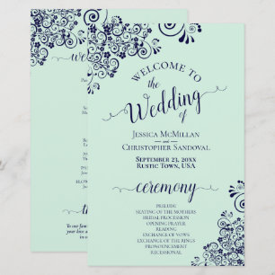 Programme de mariage pas cher bleu marine et vert