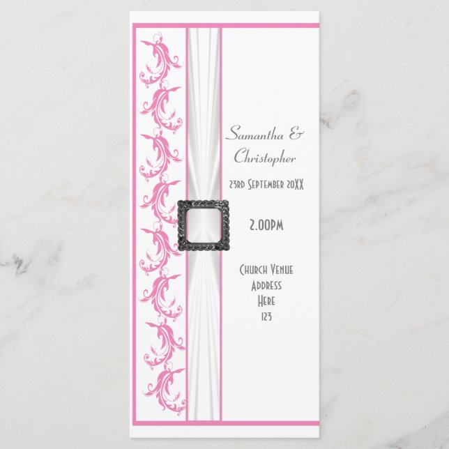 Programme de mariage pastel rose et blanc (Devant)