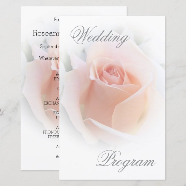 Programme de mariage Peach Pink Rosebud (Devant / Derrière)