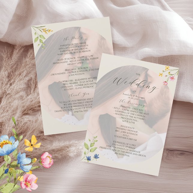 Programme de mariage photo de fleurs sauvages (Créateur téléchargé)