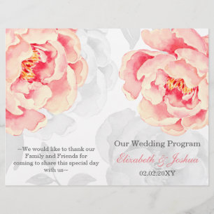 Programme de mariage Pink Peony Bifold