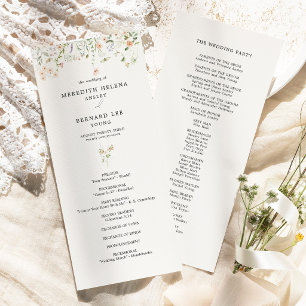 Programme de mariage plat aux fleurs sauvages rust