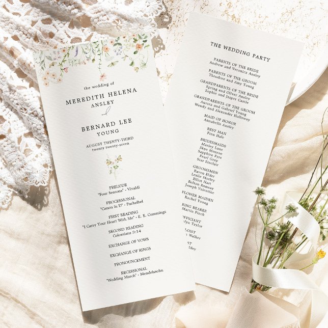 Programme de mariage plat aux fleurs sauvages rust (Créateur téléchargé)