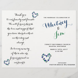 Programme de mariage pliable Blue & Green Polka Do