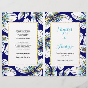 Programme de mariage plié de fleurs tropicales