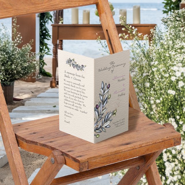 Programme de mariage plié de la Branche de l'Olivi (Créateur téléchargé)