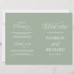 Programme de mariage plié minimaliste DIY Sage élé