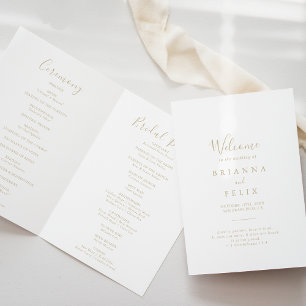 Programme de mariage plié minimaliste d'or