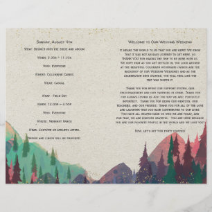 Programme de mariage plié pour mariage en camping