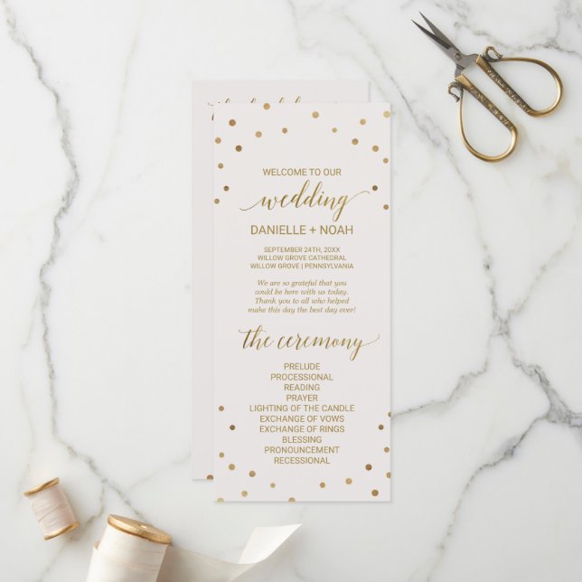 Programme de mariage Pois d'or (Devant/Arrière en situation)