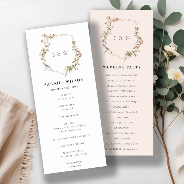 Programme de mariage pour Fleur sauvage de crête r (Créateur téléchargé)