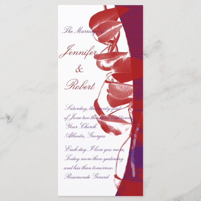 Programme de mariage pour la conception de feuille (Devant)