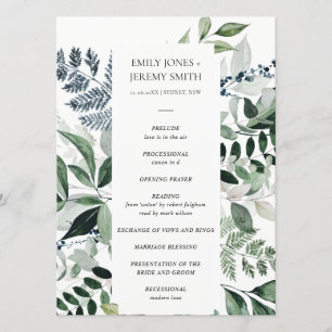 Programme de mariage pour le feuillage noir de la 