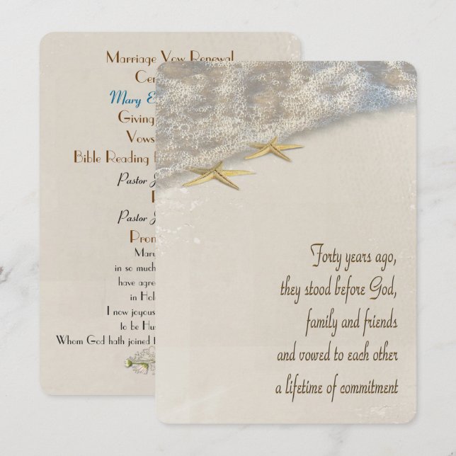 Programme de mariage pour le renouvellement de la  (Devant / Derrière)