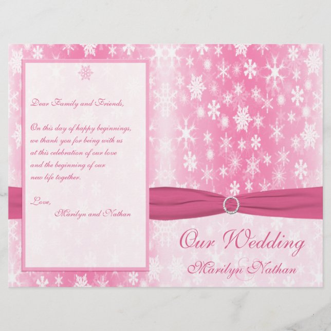 Programme de mariage pour les flocons de neige ros (Devant)