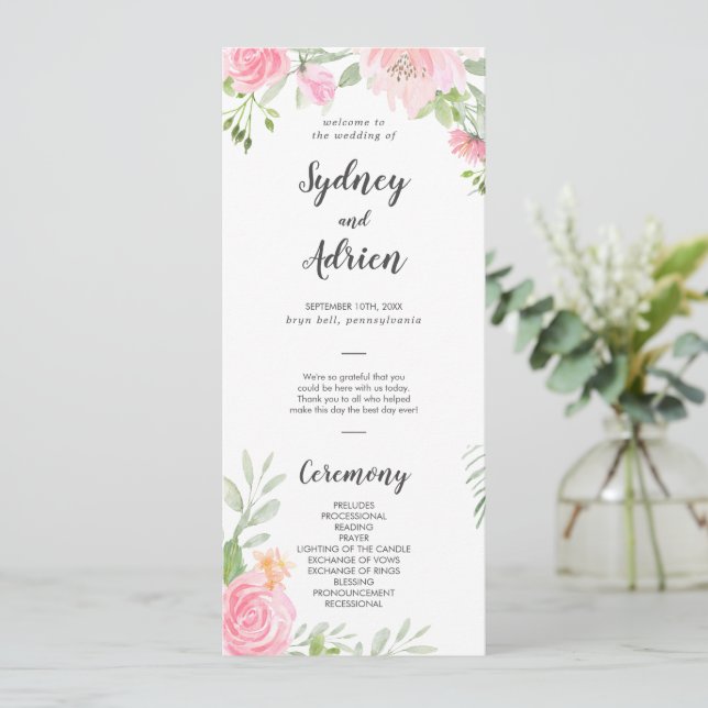 Programme de mariage pour les pivoines printanière (Debout devant)