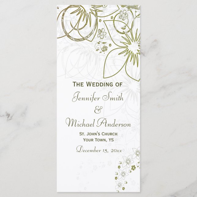 Programme de mariage pour Mariage simple vert et o (Devant)