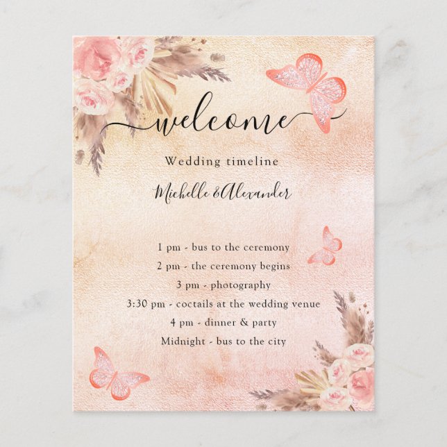 Programme de mariage pour papillon rose de la pamp (Devant)