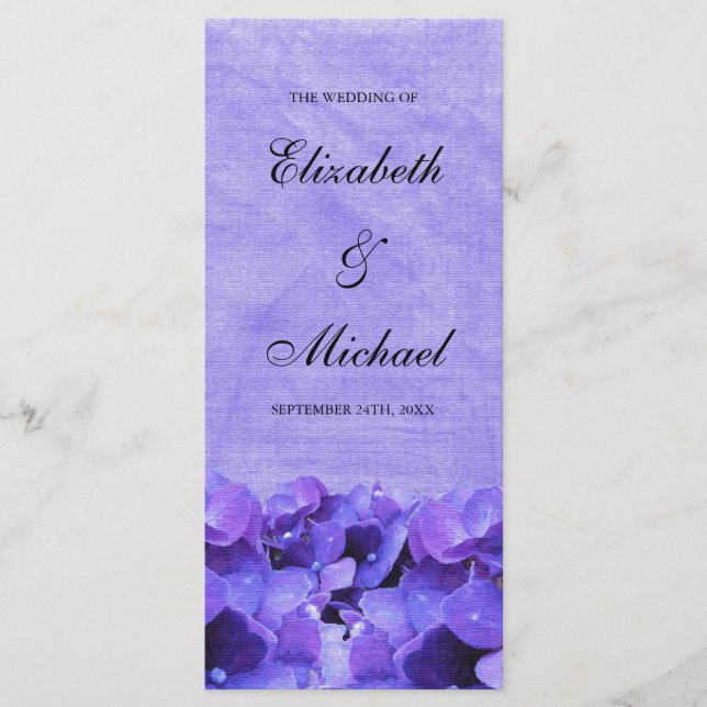 Programme de mariage Purple Hydrangea (Devant)