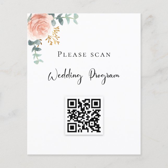 Programme de mariage QR code brouiller eucalyptus  (Devant)