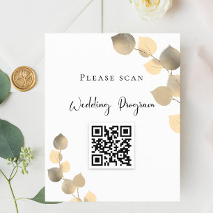 Programme de mariage QR code or eucalyptus