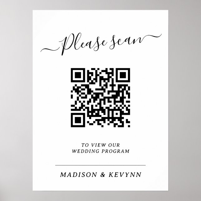 Programme de mariage QR Code Poster (Devant)