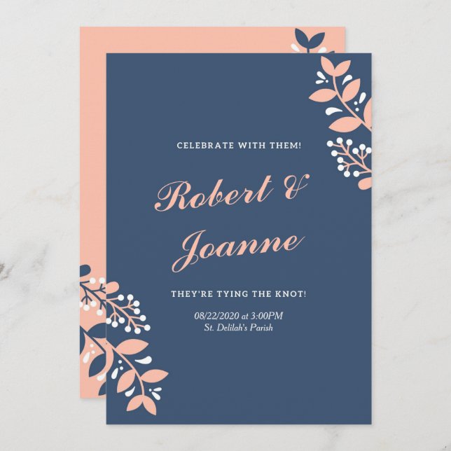 Programme de mariage rose bleu (Devant / Derrière)
