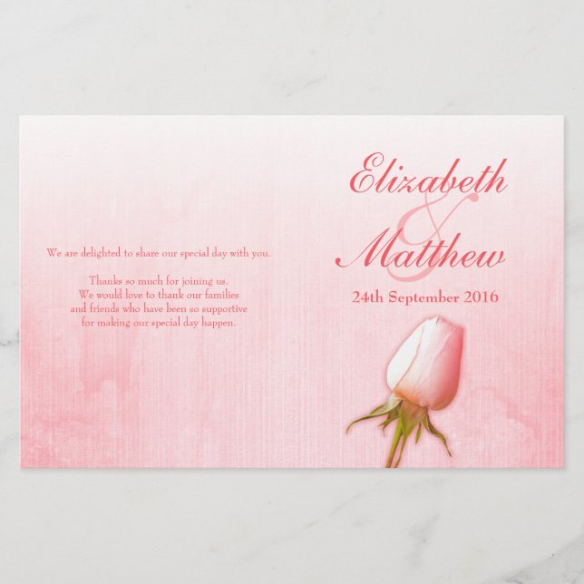 Programme de mariage rose bud (Devant)