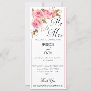 Programme de mariage rose carmin