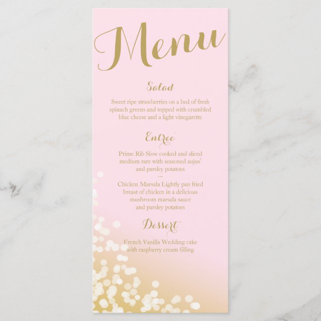 Programme de mariage rose et or Twinkle lumières (Devant)