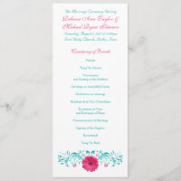 Programme de mariage rose Gerbera Daisy Turquoise