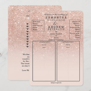 Programme de mariage rose gold faux paillettes omb