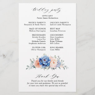 Programme de mariage rose pâle Dusty bleu marine