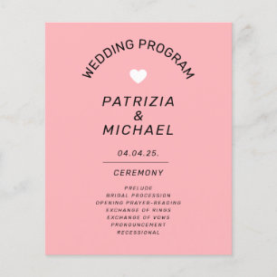 Programme de mariage rose pastel moderne et économ