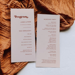 Programme de mariage rose pêche rétro élégant