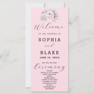 Programme de mariage rose tendre floral romantique
