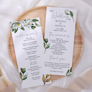 Programme de mariage rustique à fleurs de magnolia