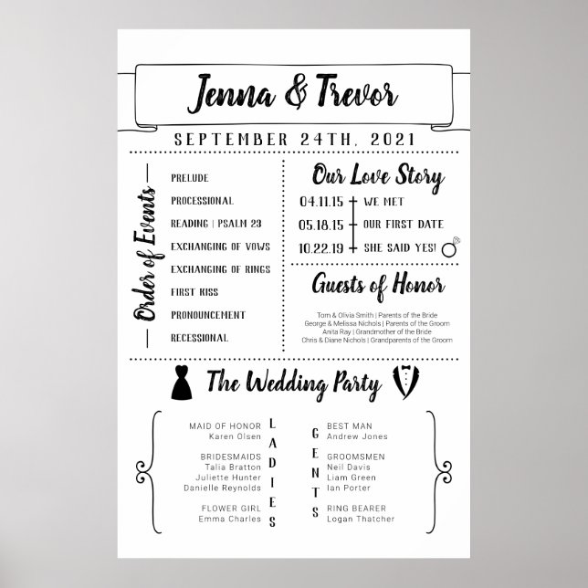 Programme de mariage rustique avec affiche d'icône (Devant)