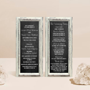 Programme de mariage rustique blanc et tableau noi