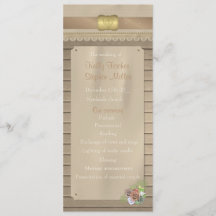 Programme de mariage rustique en bois et ceinture 