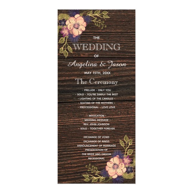 Programme de mariage rustique Wood (Devant)