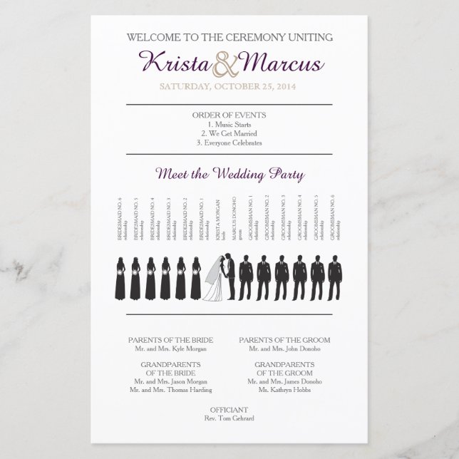 Programme de mariage Silhouettes simple (Devant)