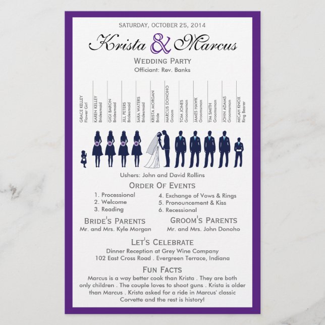 Programme de mariage Silhouettes simple Circulaire (Devant)