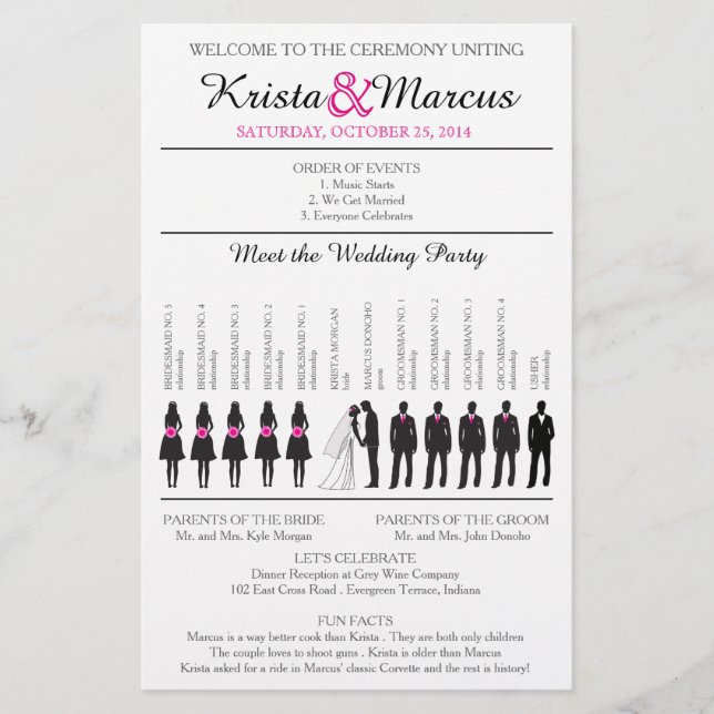 Programme de mariage Silhouettes simple Circulaire (Devant)