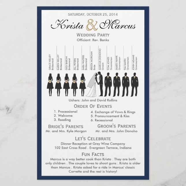 Programme de mariage Silhouettes simple Circulaire (Devant)