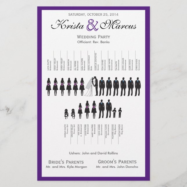 Programme de mariage Silhouettes simple Circulaire (Devant)