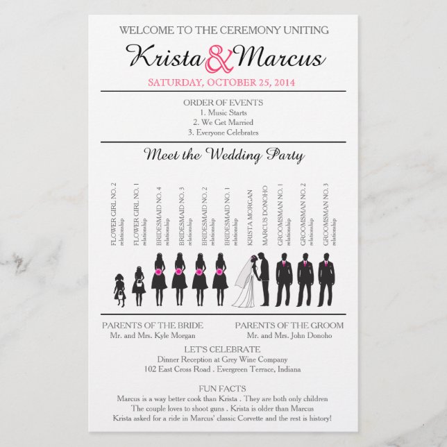 Programme de mariage Silhouettes simple Circulaire (Devant)