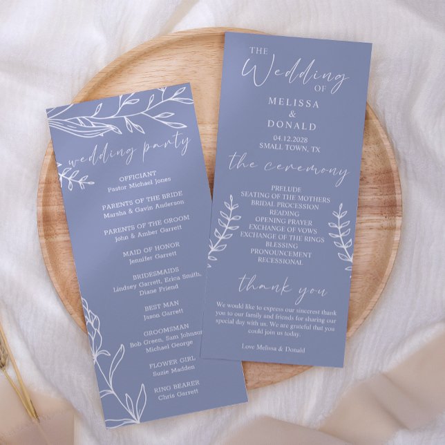 Programme de mariage simple avec fleurs de pervenc (Créateur téléchargé)